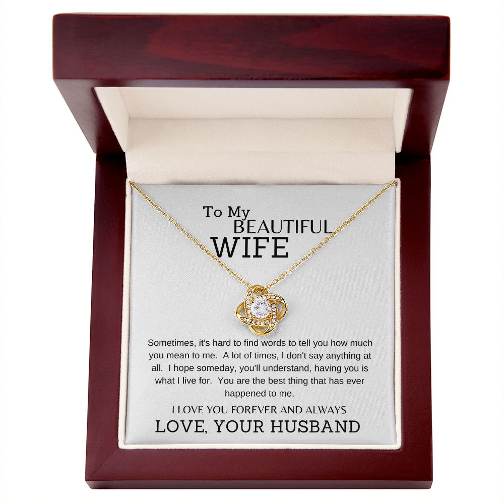 LOVE KNOT NECKLACE | TO MY BEAUTIFUL WIFE | SILVER OR GOLD | SHIPS FAST FROM THE USA