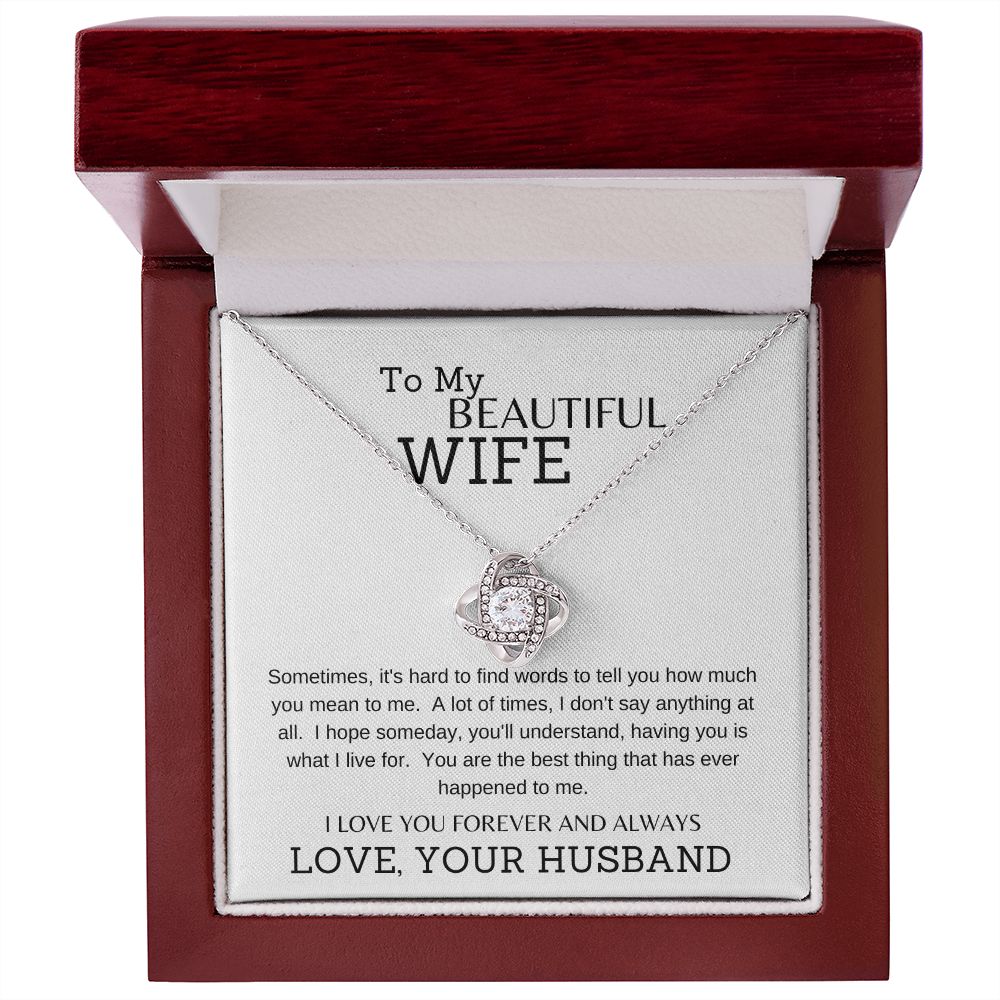 LOVE KNOT NECKLACE | TO MY BEAUTIFUL WIFE | SILVER OR GOLD | SHIPS FAST FROM THE USA