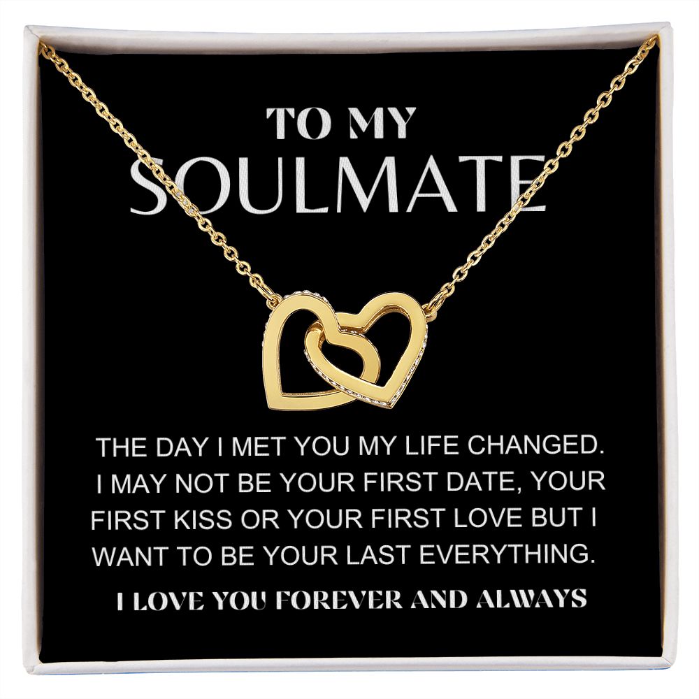 INTERLOCKING HEARTS NECKLACE | TO MY SOULMATE | STEEL AND ROSE GOLD | SOLID GOLD
