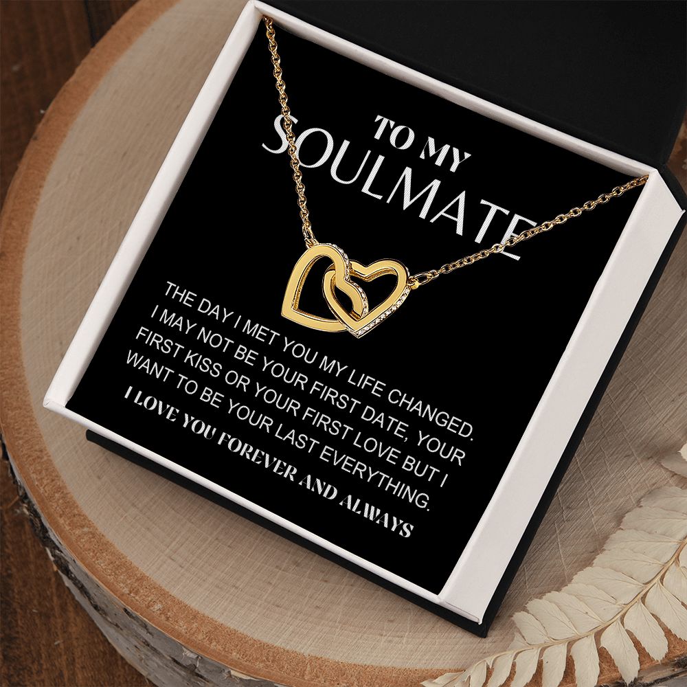 INTERLOCKING HEARTS NECKLACE | TO MY SOULMATE | STEEL AND ROSE GOLD | SOLID GOLD
