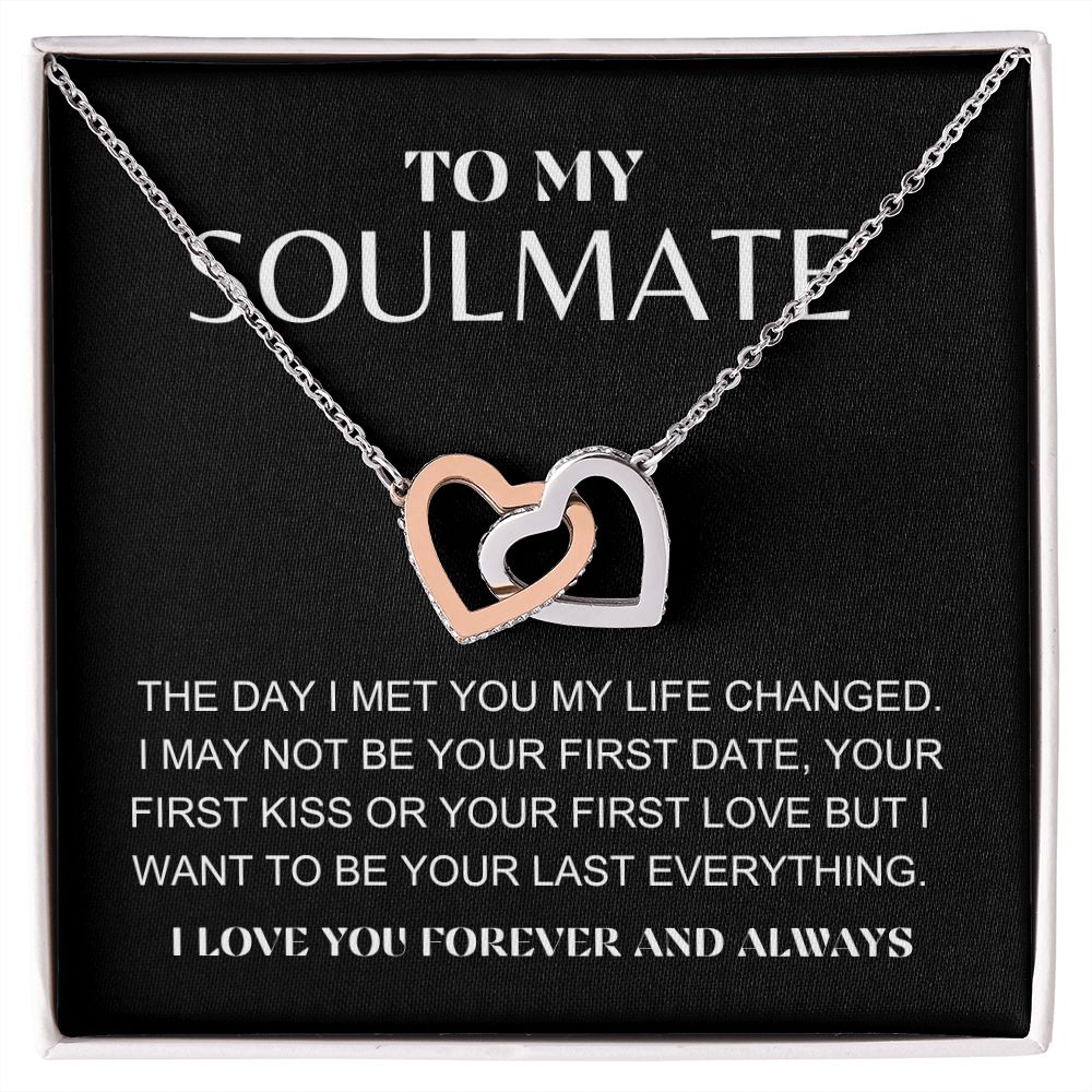 INTERLOCKING HEARTS NECKLACE | TO MY SOULMATE | STEEL AND ROSE GOLD | SOLID GOLD