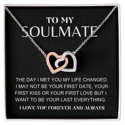 INTERLOCKING HEARTS NECKLACE | TO MY SOULMATE | STEEL AND ROSE GOLD | SOLID GOLD