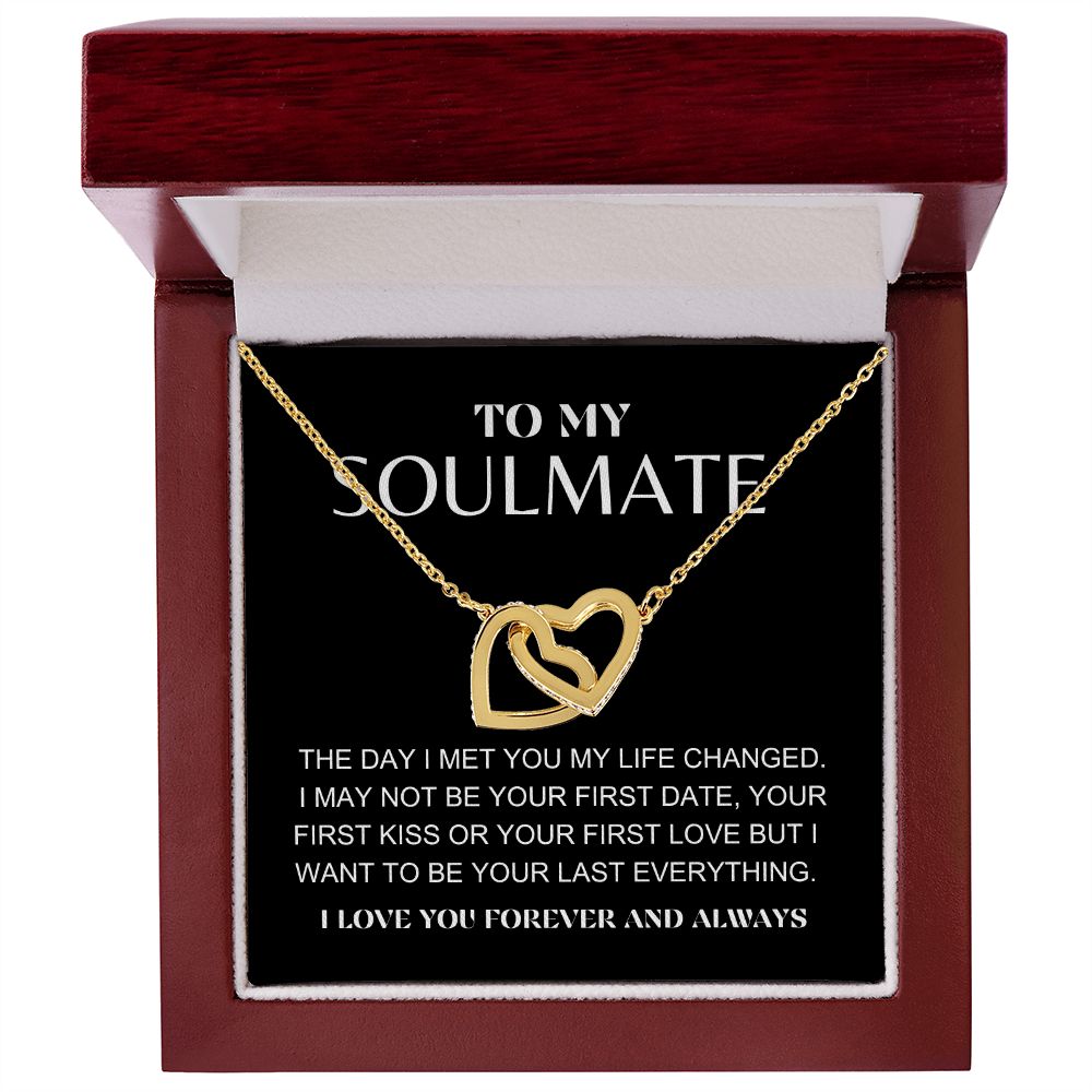 INTERLOCKING HEARTS NECKLACE | TO MY SOULMATE | STEEL AND ROSE GOLD | SOLID GOLD