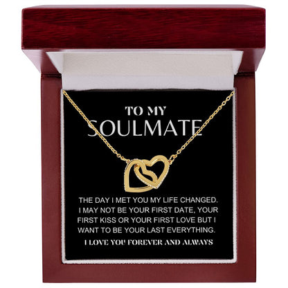 INTERLOCKING HEARTS NECKLACE | TO MY SOULMATE | STEEL AND ROSE GOLD | SOLID GOLD