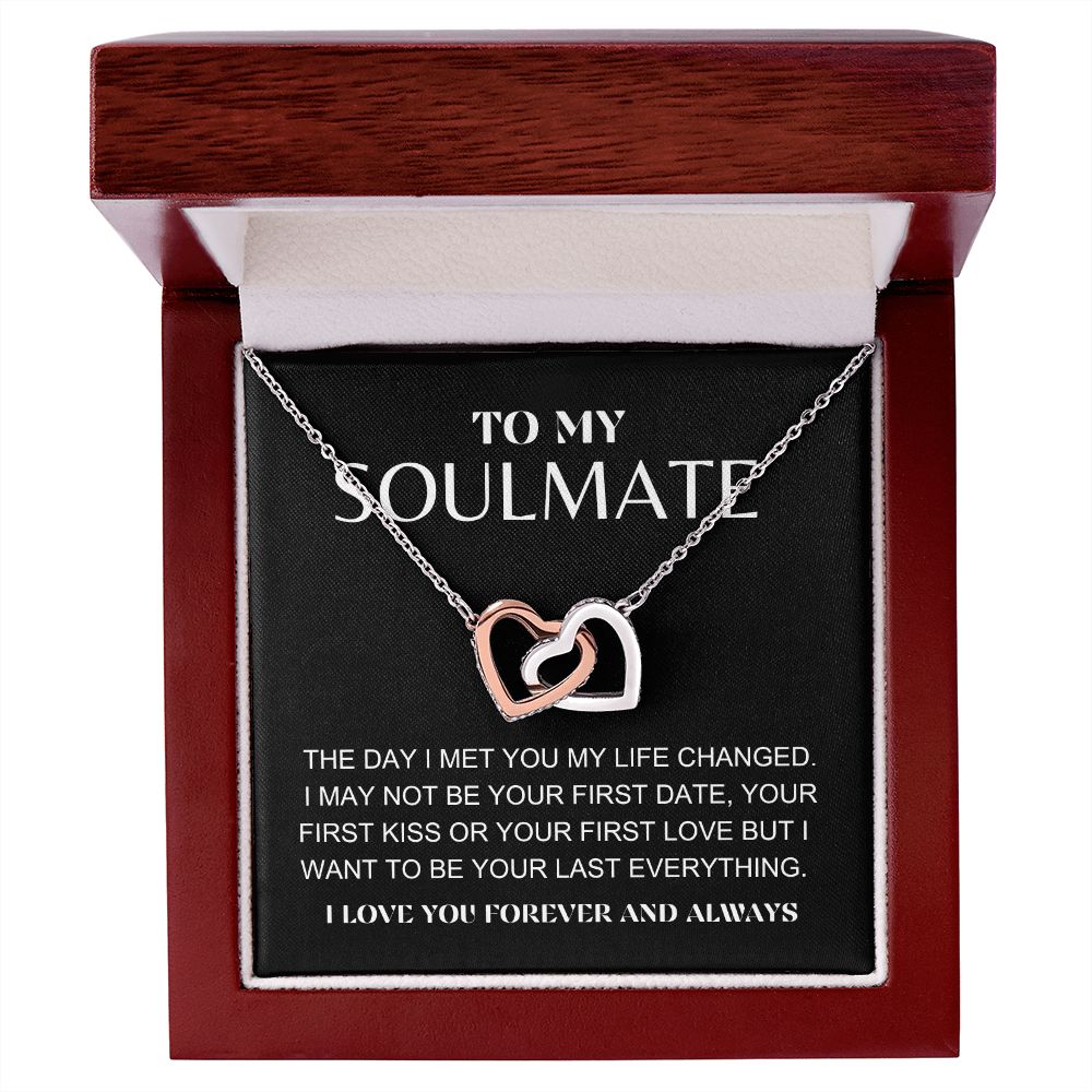 INTERLOCKING HEARTS NECKLACE | TO MY SOULMATE | STEEL AND ROSE GOLD | SOLID GOLD