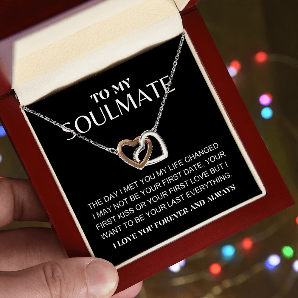 INTERLOCKING HEARTS NECKLACE | TO MY SOULMATE | STEEL AND ROSE GOLD | SOLID GOLD