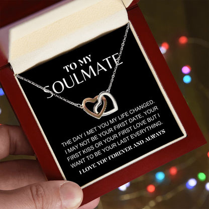 INTERLOCKING HEARTS NECKLACE | TO MY SOULMATE | STEEL AND ROSE GOLD | SOLID GOLD