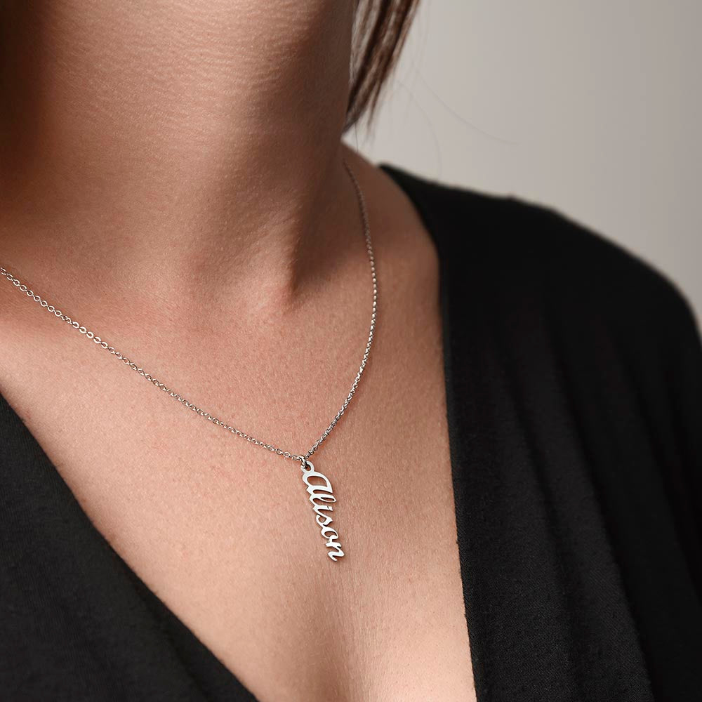 TO MY GRANDDAUGHTER | VERTICAL NAME NECKLACE | SILVER AND GOLD | SHIPS FROM THE USA