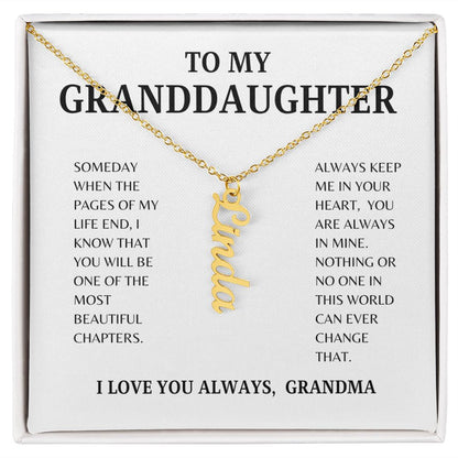TO MY GRANDDAUGHTER | VERTICAL NAME NECKLACE | SILVER AND GOLD | SHIPS FROM THE USA