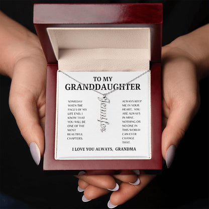 TO MY GRANDDAUGHTER | VERTICAL NAME NECKLACE | SILVER AND GOLD | SHIPS FROM THE USA