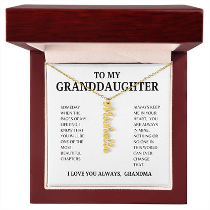 TO MY GRANDDAUGHTER | VERTICAL NAME NECKLACE | SILVER AND GOLD | SHIPS FROM THE USA