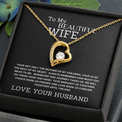 FOREVER LOVE NECKLACE | TO MY BEAUTIFUL WIFE | SILVER OR GOLD | SHIPS FAST FROM THE USA